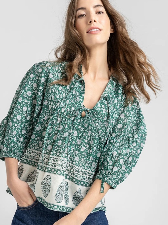 Pink Chicken Tops - Pintuck Indira Top | Green Garden Floral